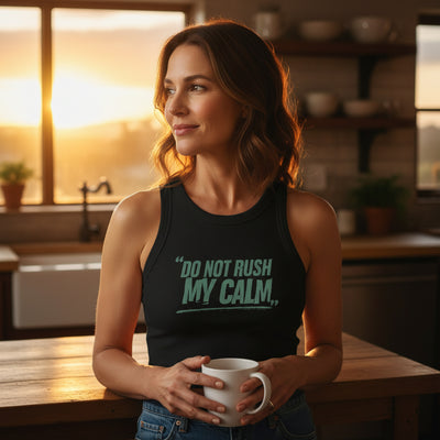 Don't Rush My Calm Premium Organic Cotton Yoga & Pilates Crop Tank black