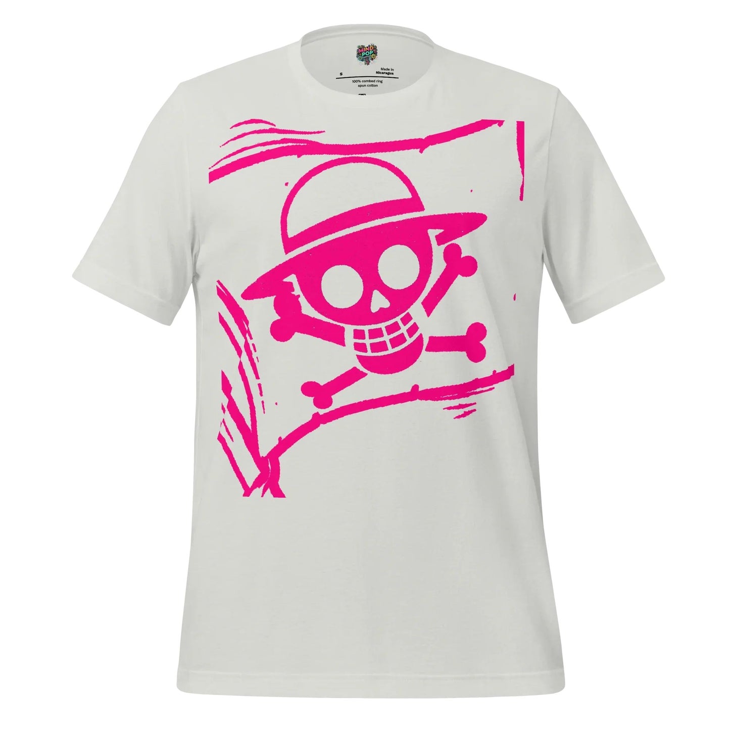 Anime Jolly Roger Tee — Pirate Flag Graphic Silver