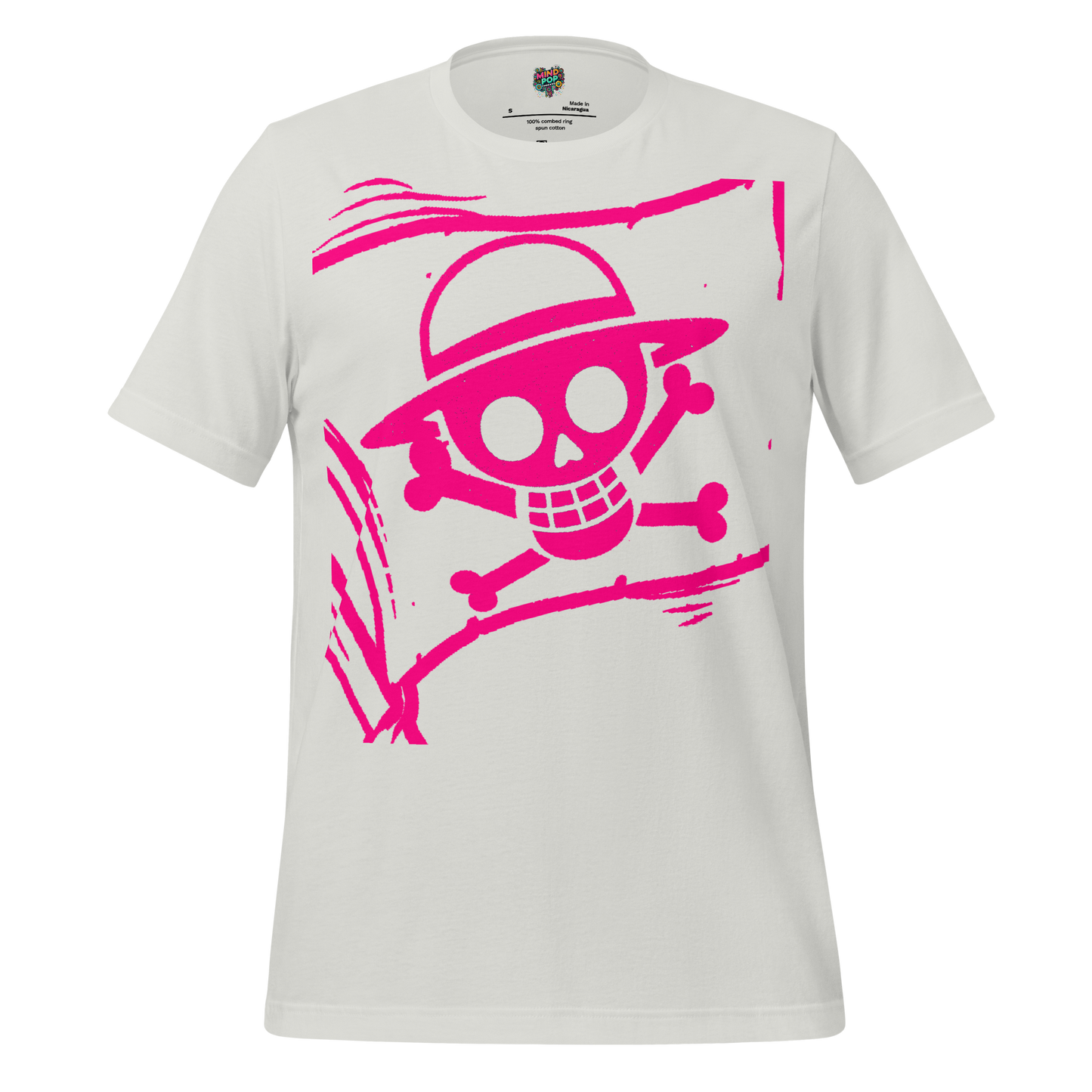 Anime Jolly Roger Tee — Pirate Flag Graphic Silver