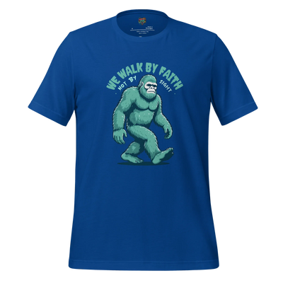 Bigfoot Faith Christian Parody Shirt for Believers & Skeptics True Royal