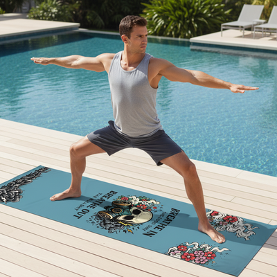 Breathe In the Good Shit Yoga Towel BLUE 24x70 inch