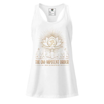 Gold Omnipotent Order Yoga Tank Racerback for Women White