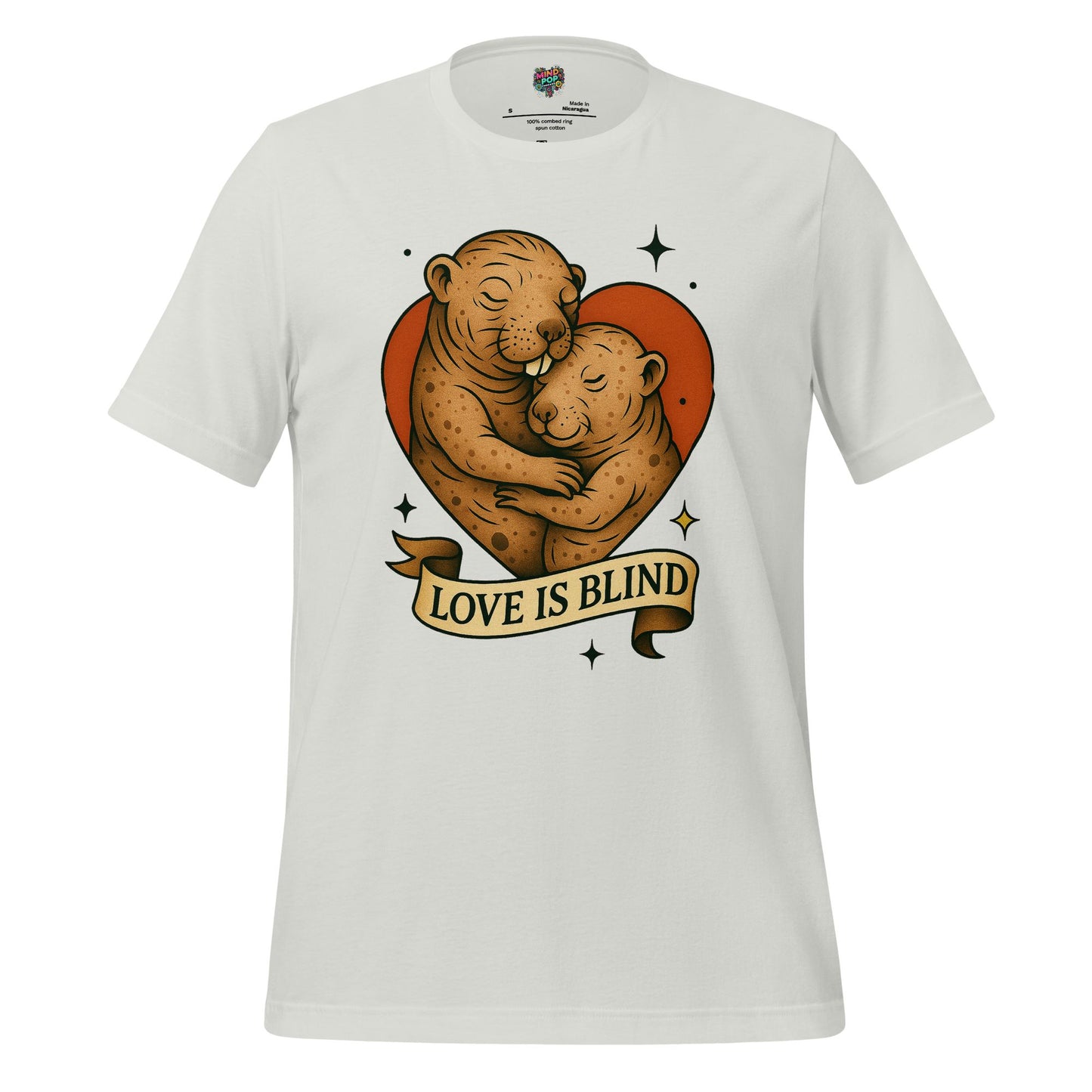 Love Is Blind Traditional Tattoo Cotton Shirt Silver