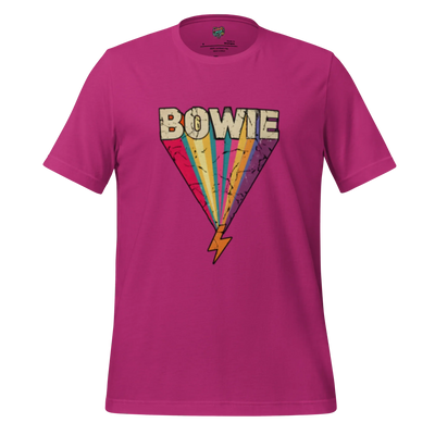 Bowie's Ziggy Stardust Lightning Bolt Tee — 70s Glam Rock Style Berry