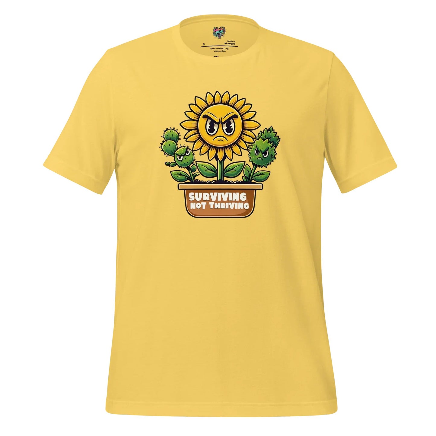 Sad Flower Surviving Not Thriving Shirt for Realists & Overthinkers Yellow
