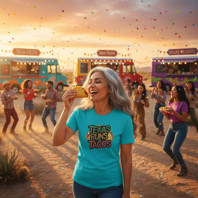 Texas Runs on Tacos Graphic Tee, product photo