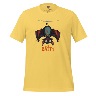 Unhinged Quirky Bat -ty Cotton Shirt for Halloween Weirdos Yellow
