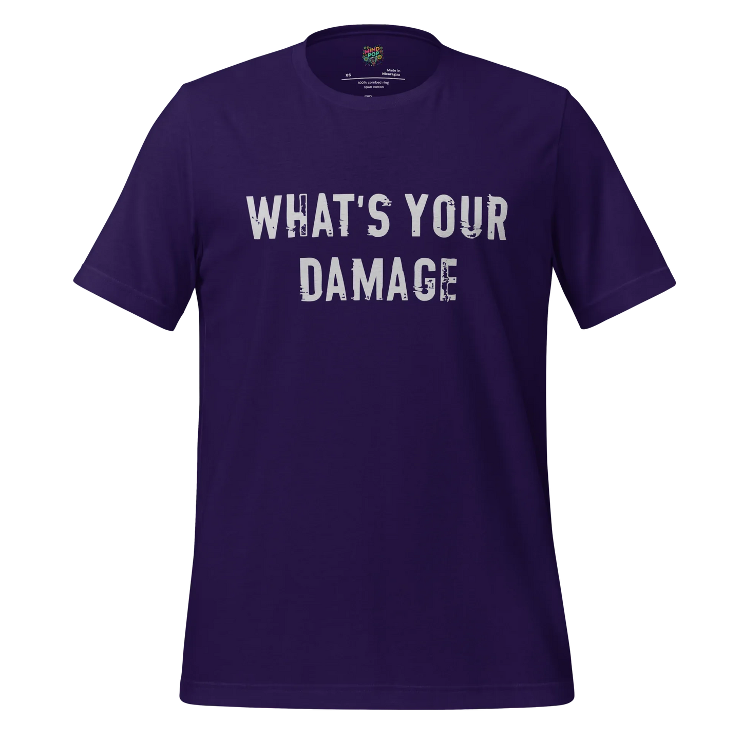 What's Your Damage - 80s Slang Graphic Tee in Team Purple