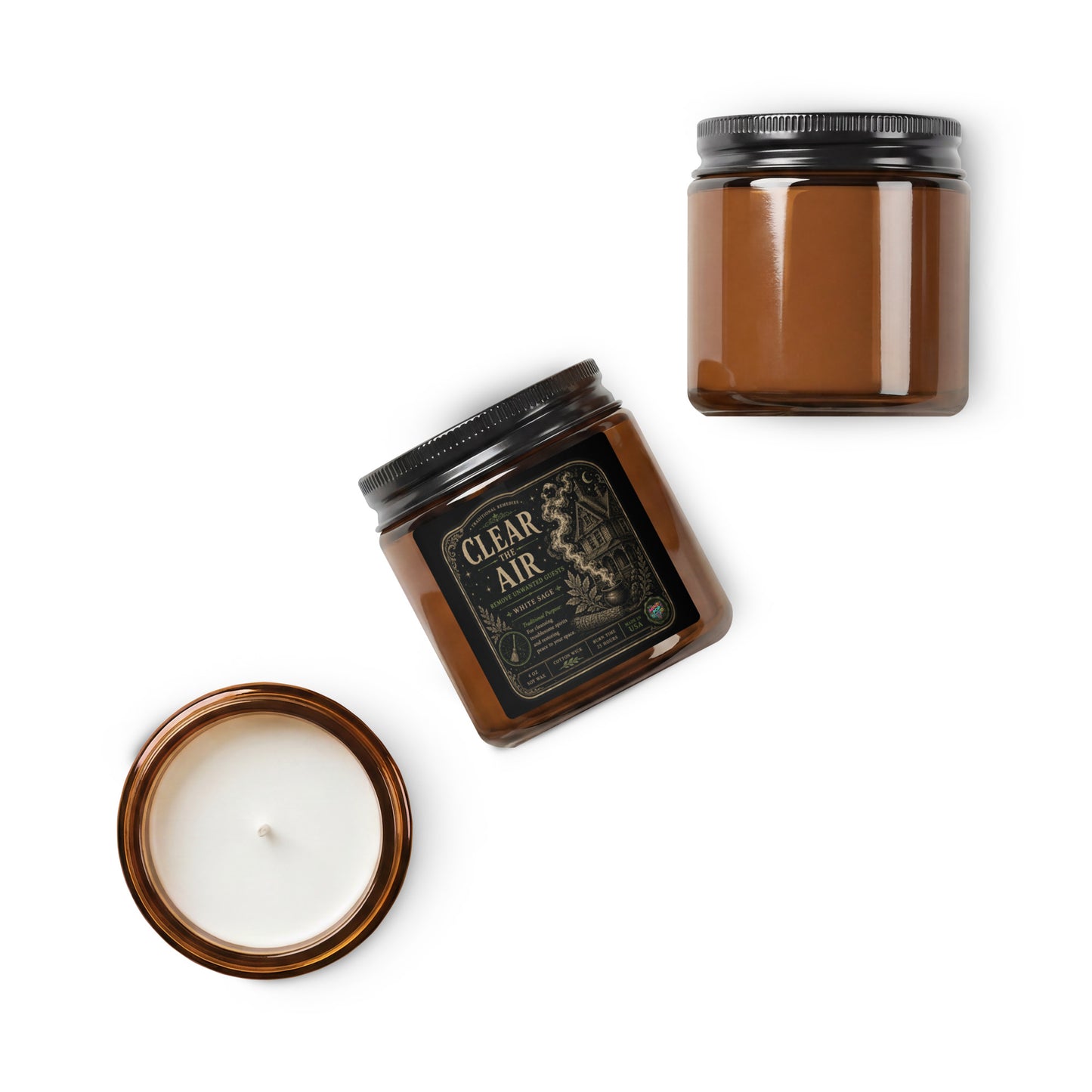 Sage Cleansing amber soy candle, additional view
