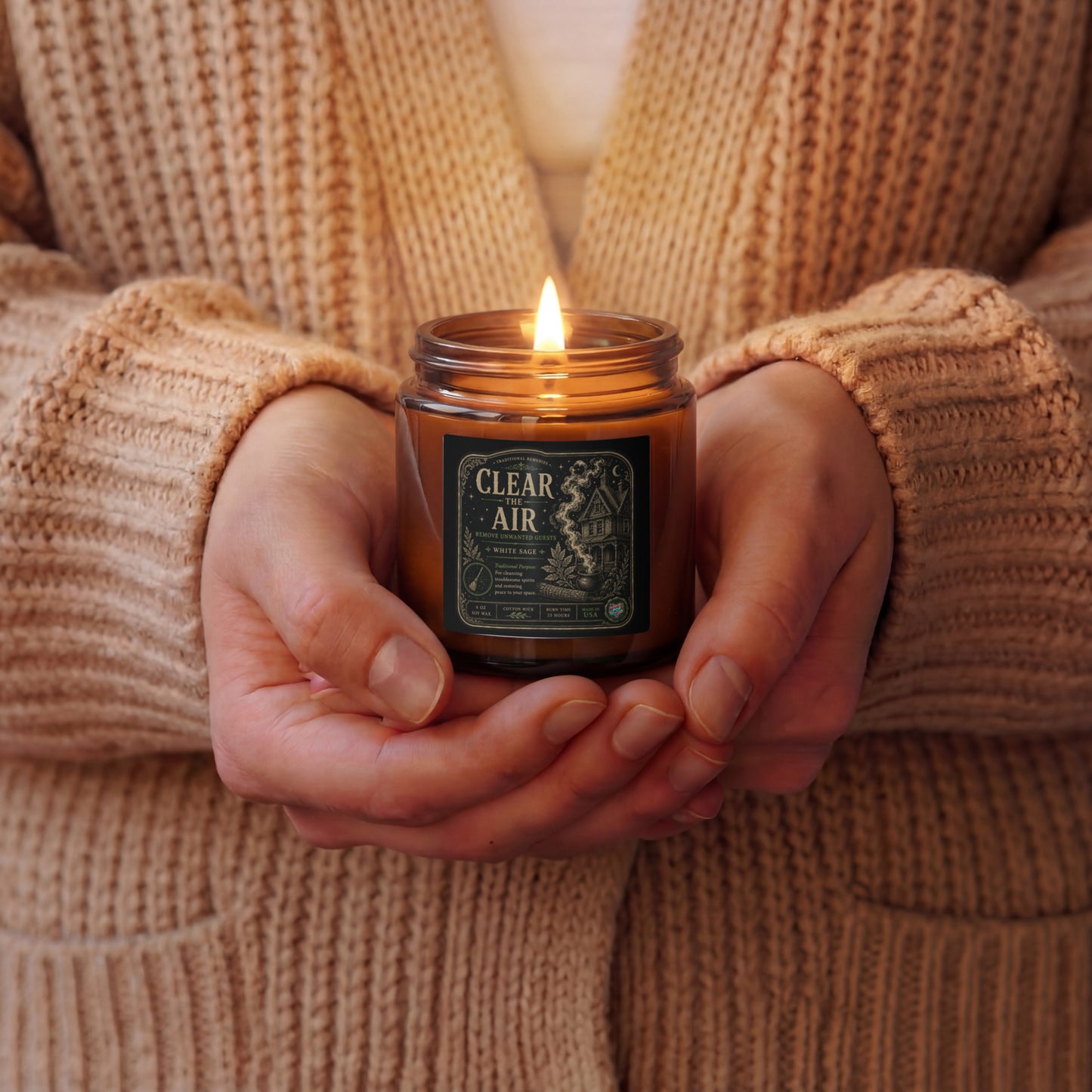 Sage Cleansing Amber jar soy candle