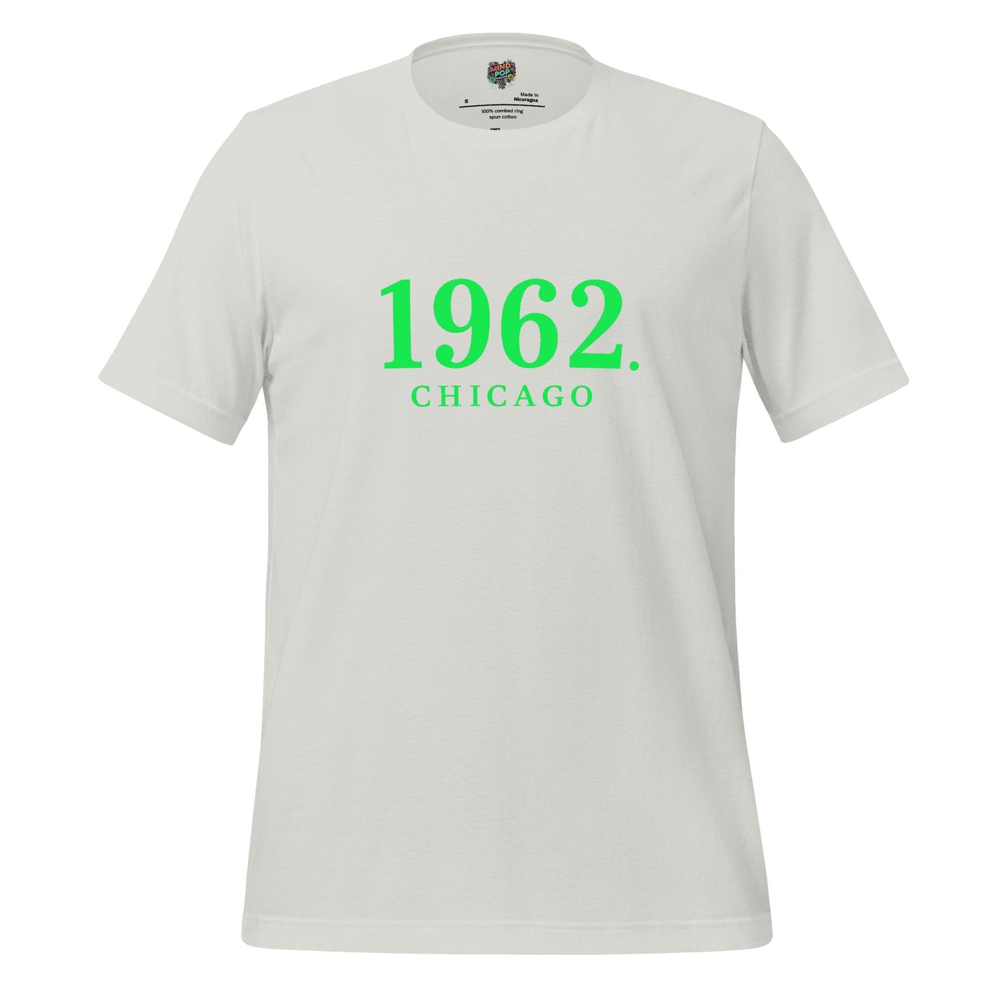 1962 Chicago Shirt – Minimalist River Green St Patrick’s Day Graphic Tee Silver