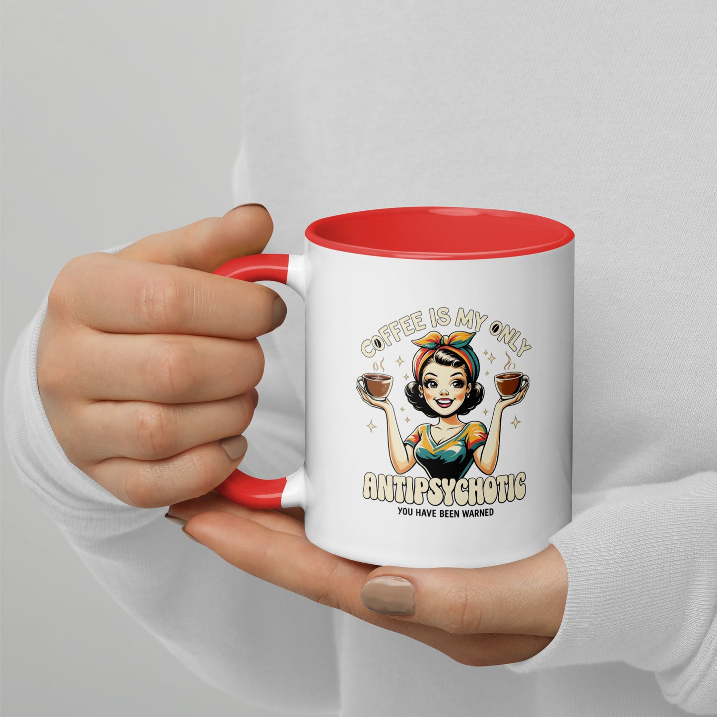 Coffee Is My Antipsychotic Mug with Color Inside - accessories - MindPop Threads - Red - 15 oz - 3240552_17200