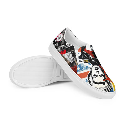 Queen of Ruin Women’s Slip-On Skater Sneakers – Punk Crown Canvas Shoes