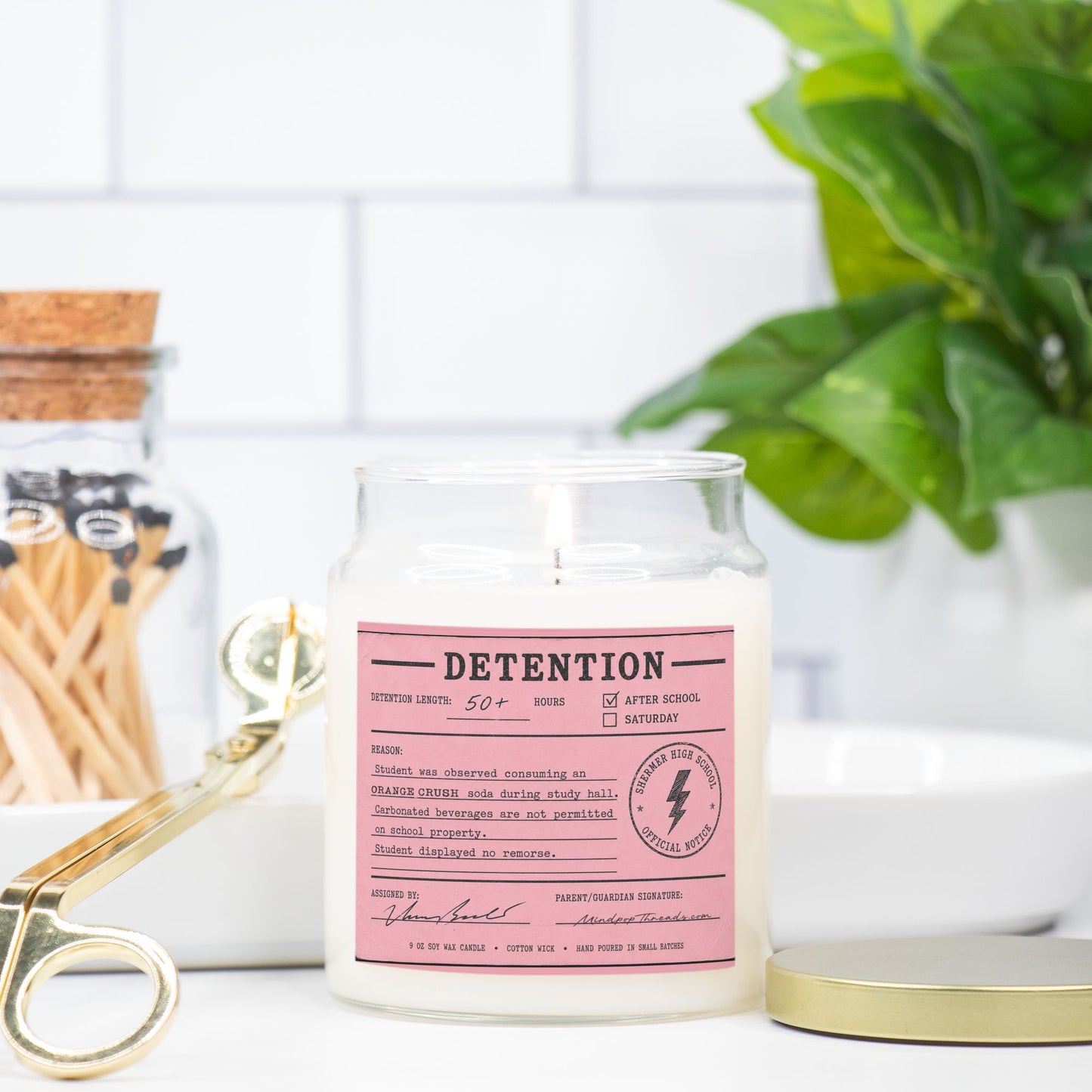 Detention Pink Slip Candle