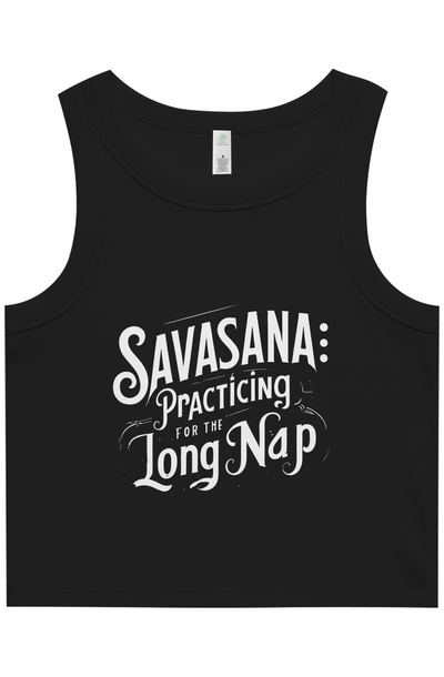 Practicing for the long Nap Womens Yoga Organic Ribbed Cropped Tank black