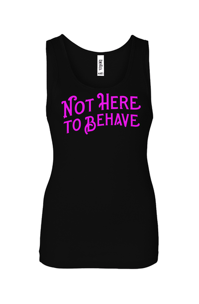 Not Here to Behave Ribbed Yoga Tank black