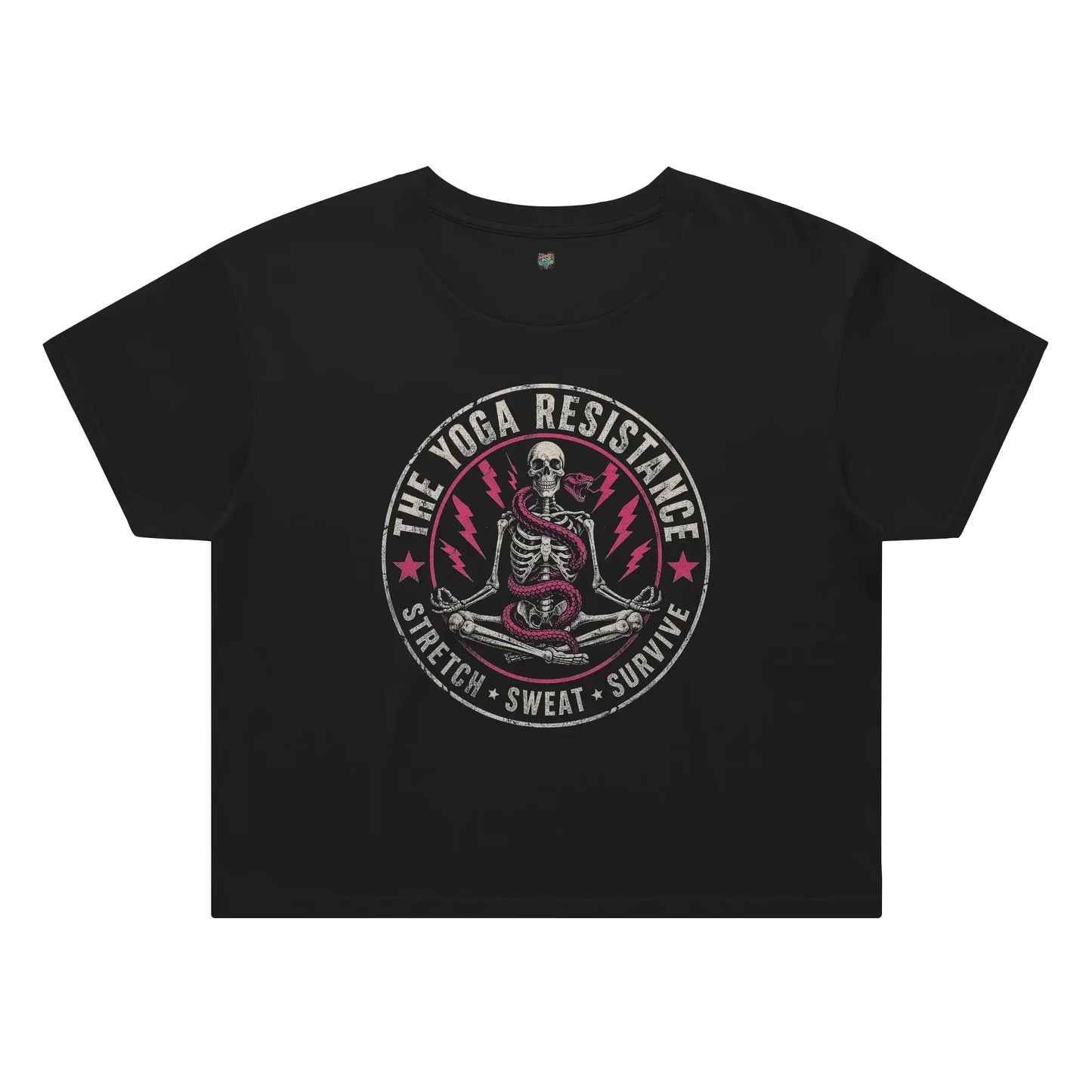 Yoga Resistance Crop Shirt, Boxy Yoga Tee, Snake Meditation Top