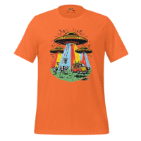 Alien Invasion Graphic Tee — Retro Sci-Fi Style Orange