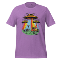 Alien Invasion Graphic Tee — Retro Sci-Fi Style Heather Team Purple