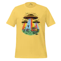 Alien Invasion Graphic Tee — Retro Sci-Fi Style Yellow