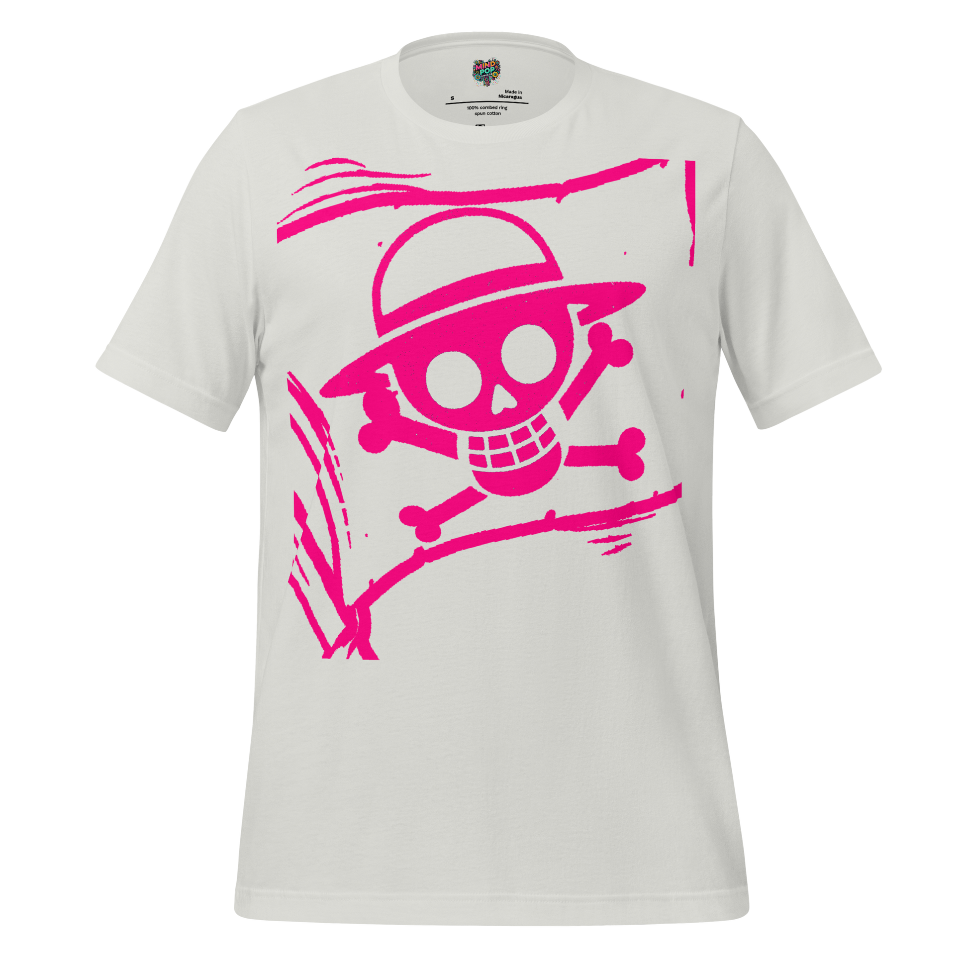Anime Jolly Roger Tee — Pirate Flag Graphic Silver