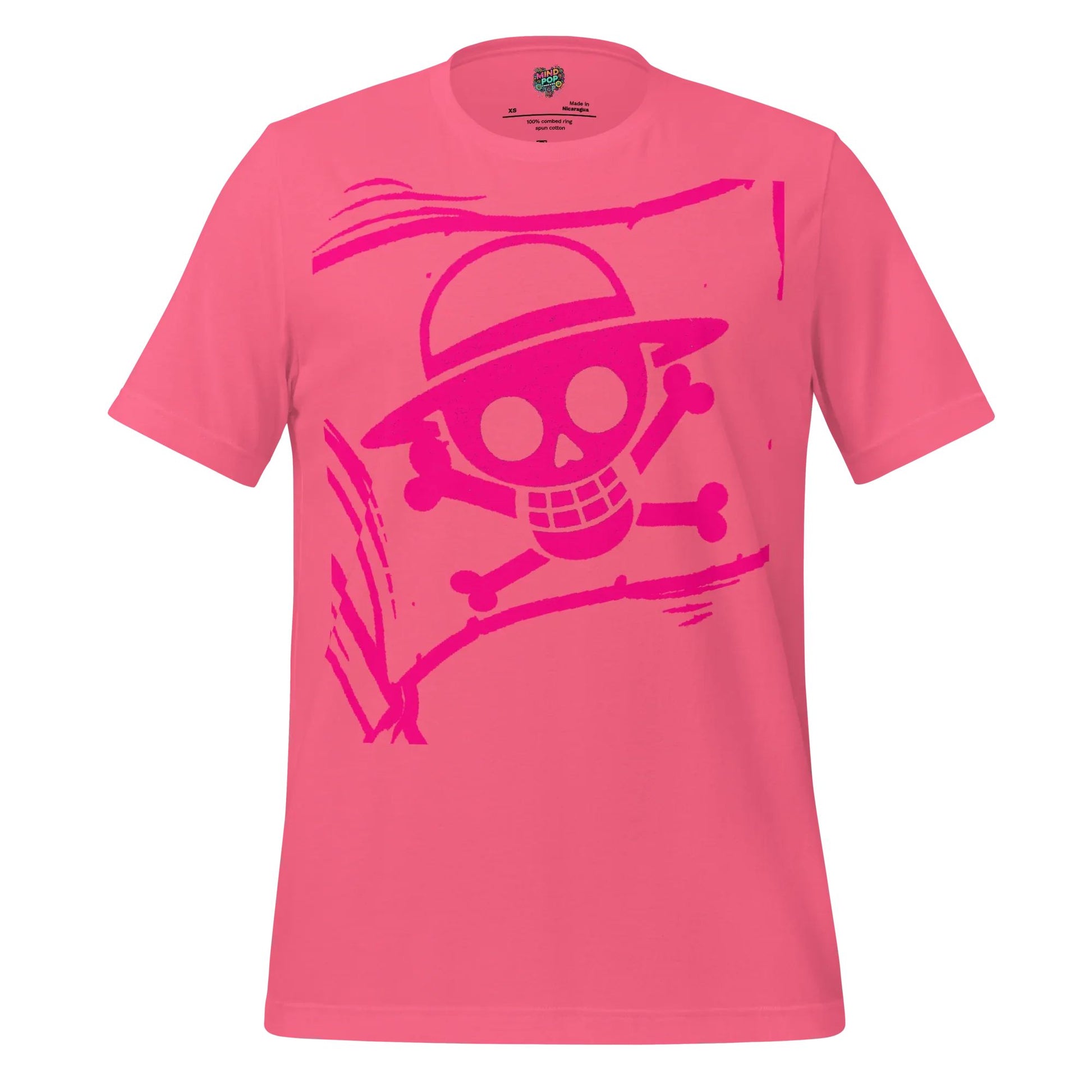 Anime Jolly Roger Tee — Pirate Flag Graphic Charity Pink