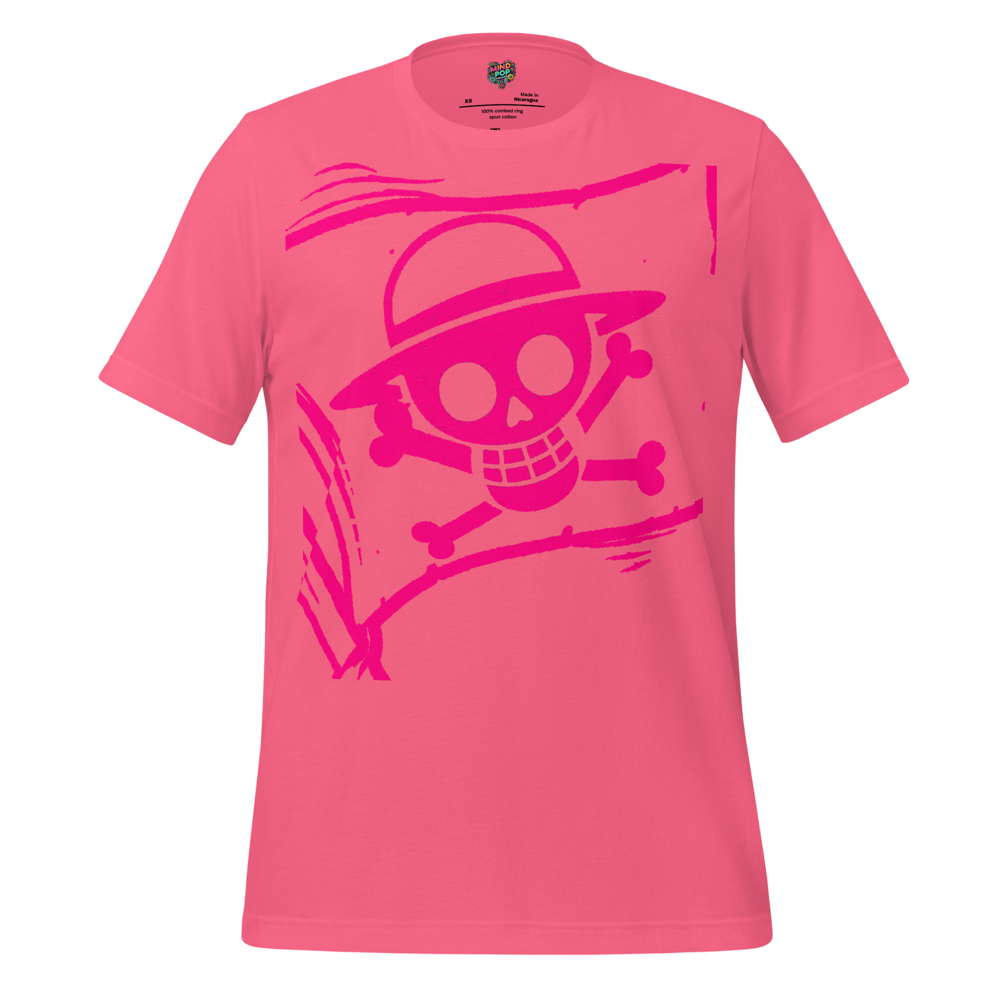 Anime Jolly Roger Tee — Pirate Flag Graphic Charity Pink