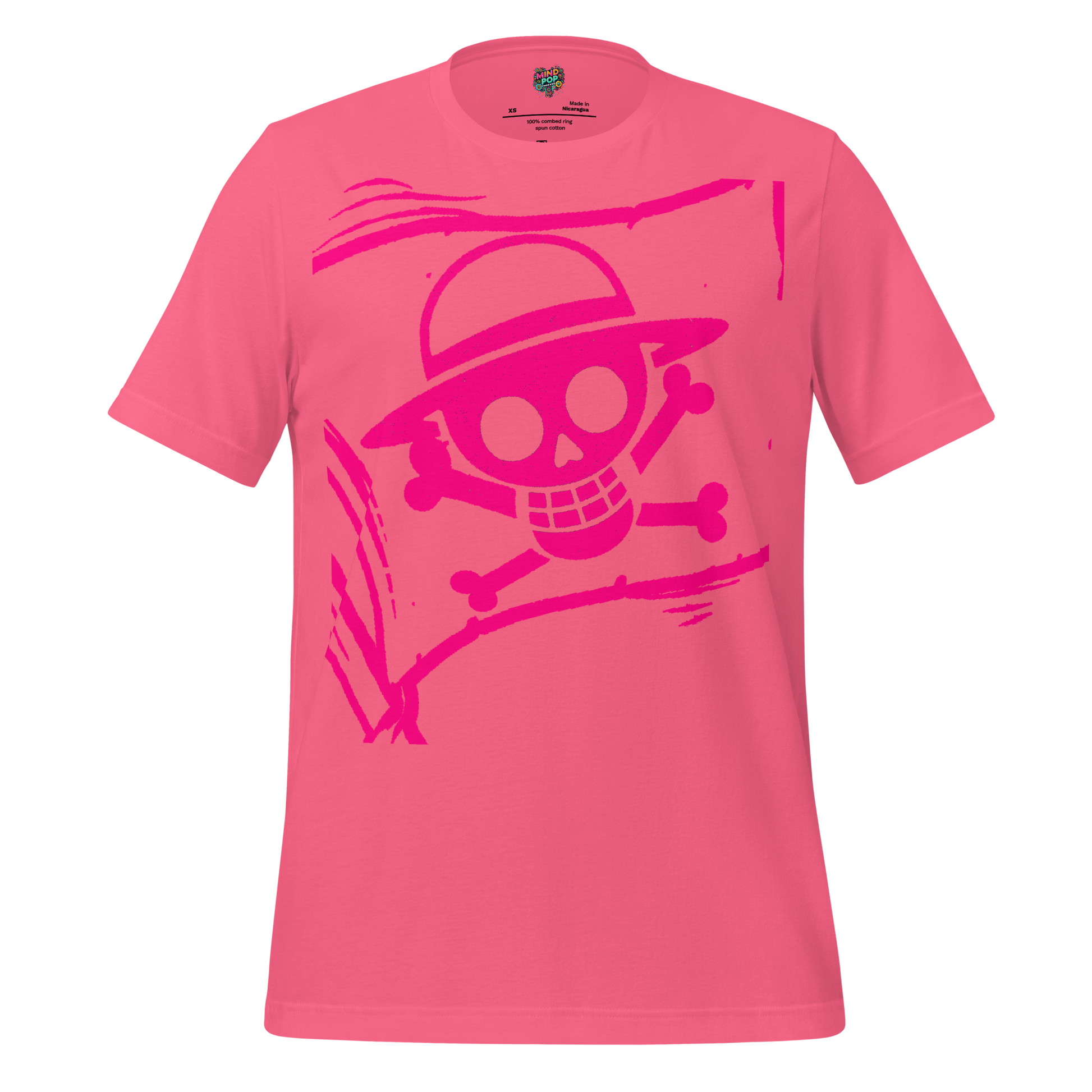 Anime Jolly Roger Tee — Pirate Flag Graphic Charity Pink