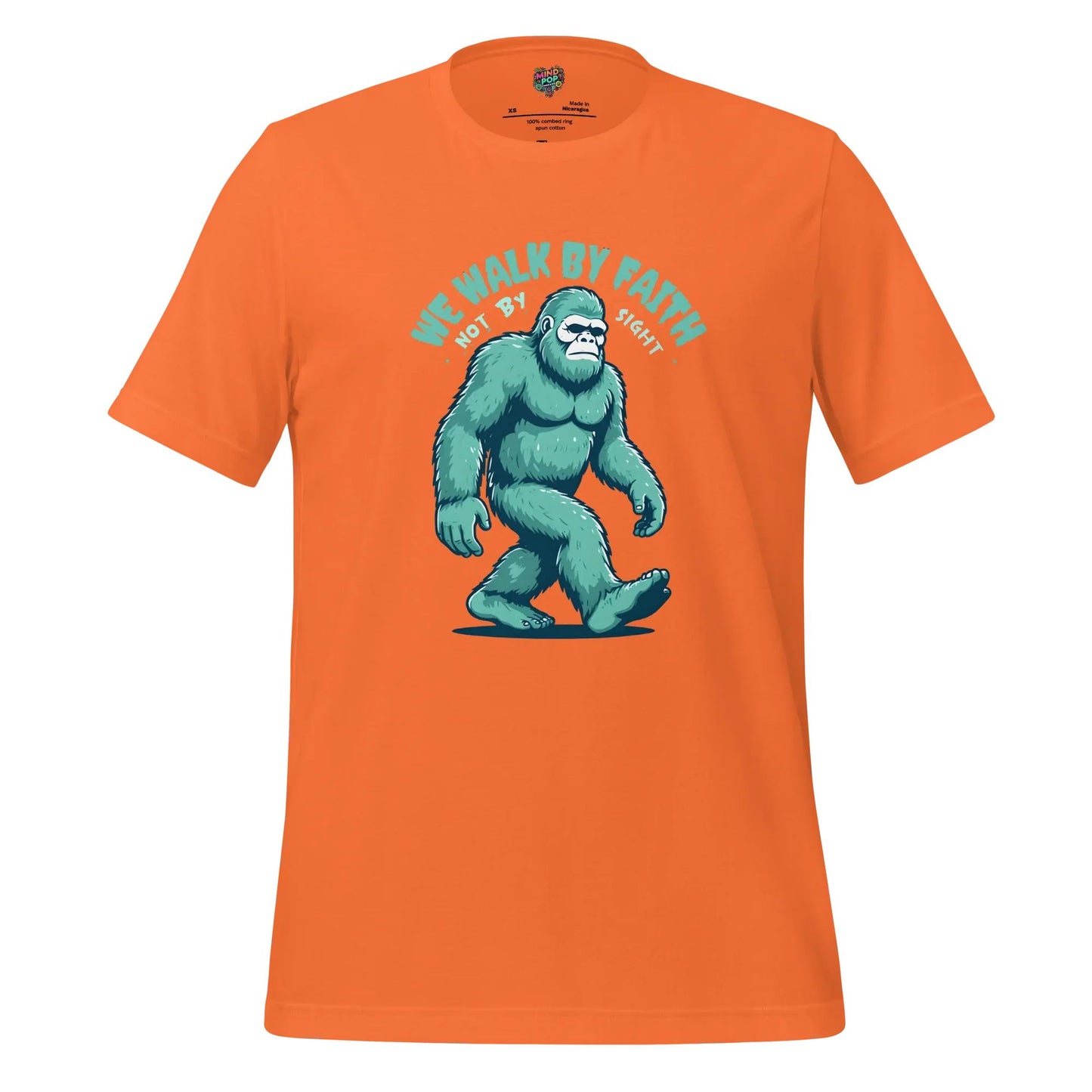 Bigfoot Faith Christian Parody Shirt for Believers & Skeptics Orange