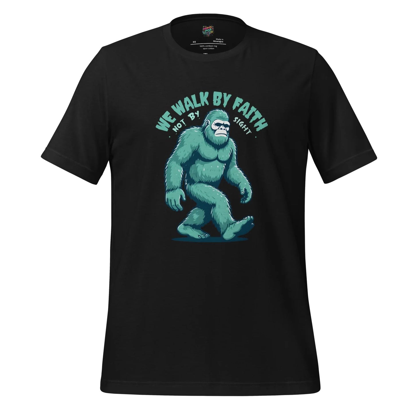 Bigfoot Faith Christian Parody Shirt for Believers & Skeptics Vintage Black