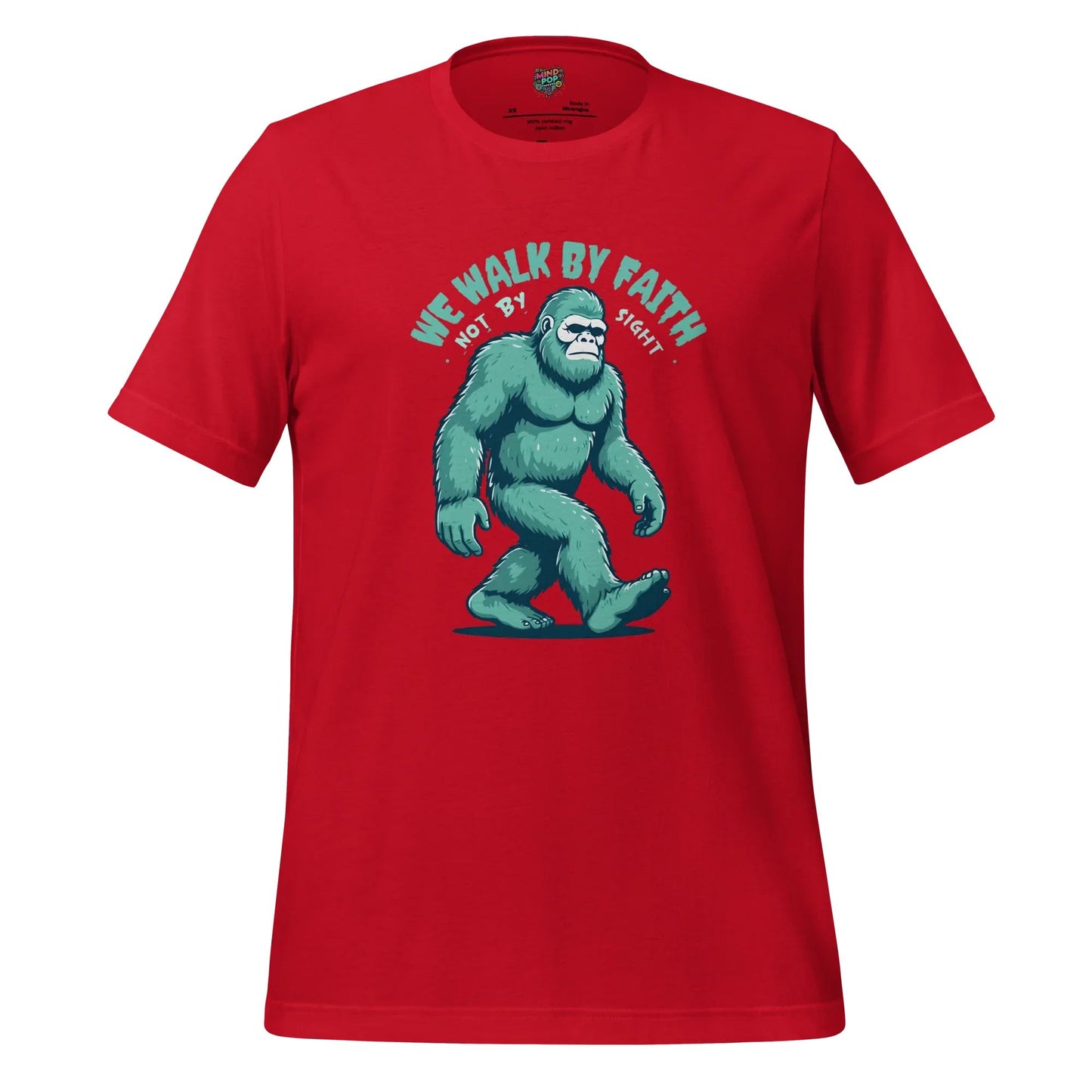 Bigfoot Faith Christian Parody Shirt for Believers & Skeptics Red
