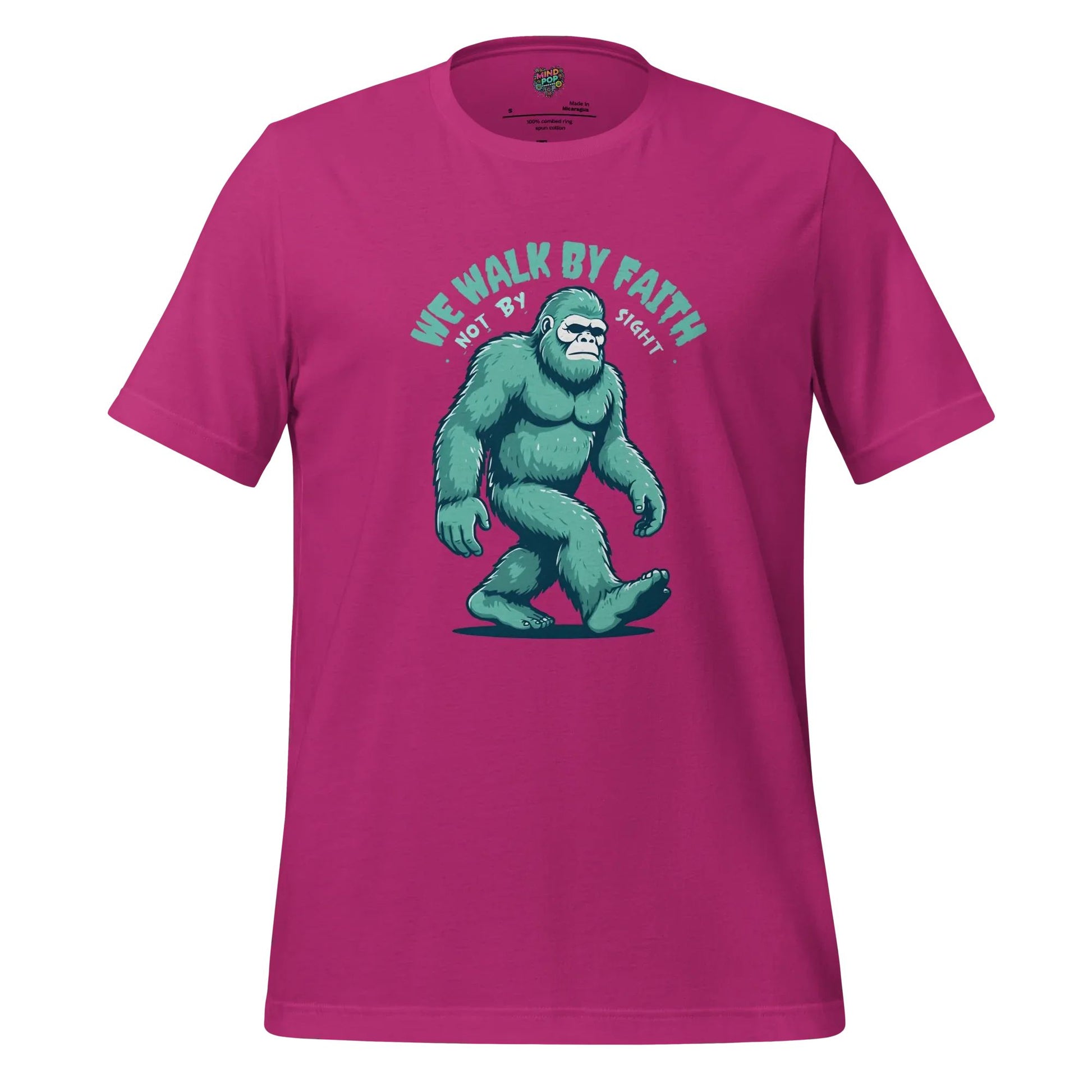 Bigfoot Faith Christian Parody Shirt for Believers & Skeptics Berry