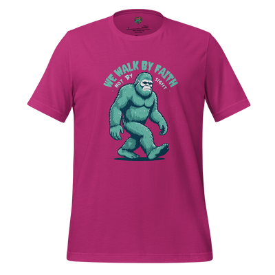 Bigfoot Faith Christian Parody Shirt for Believers & Skeptics Berry