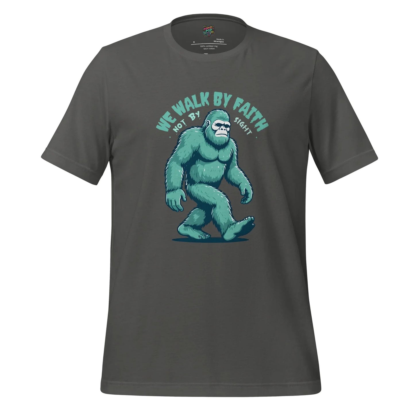 Bigfoot Faith Christian Parody Shirt for Believers & Skeptics Asphalt