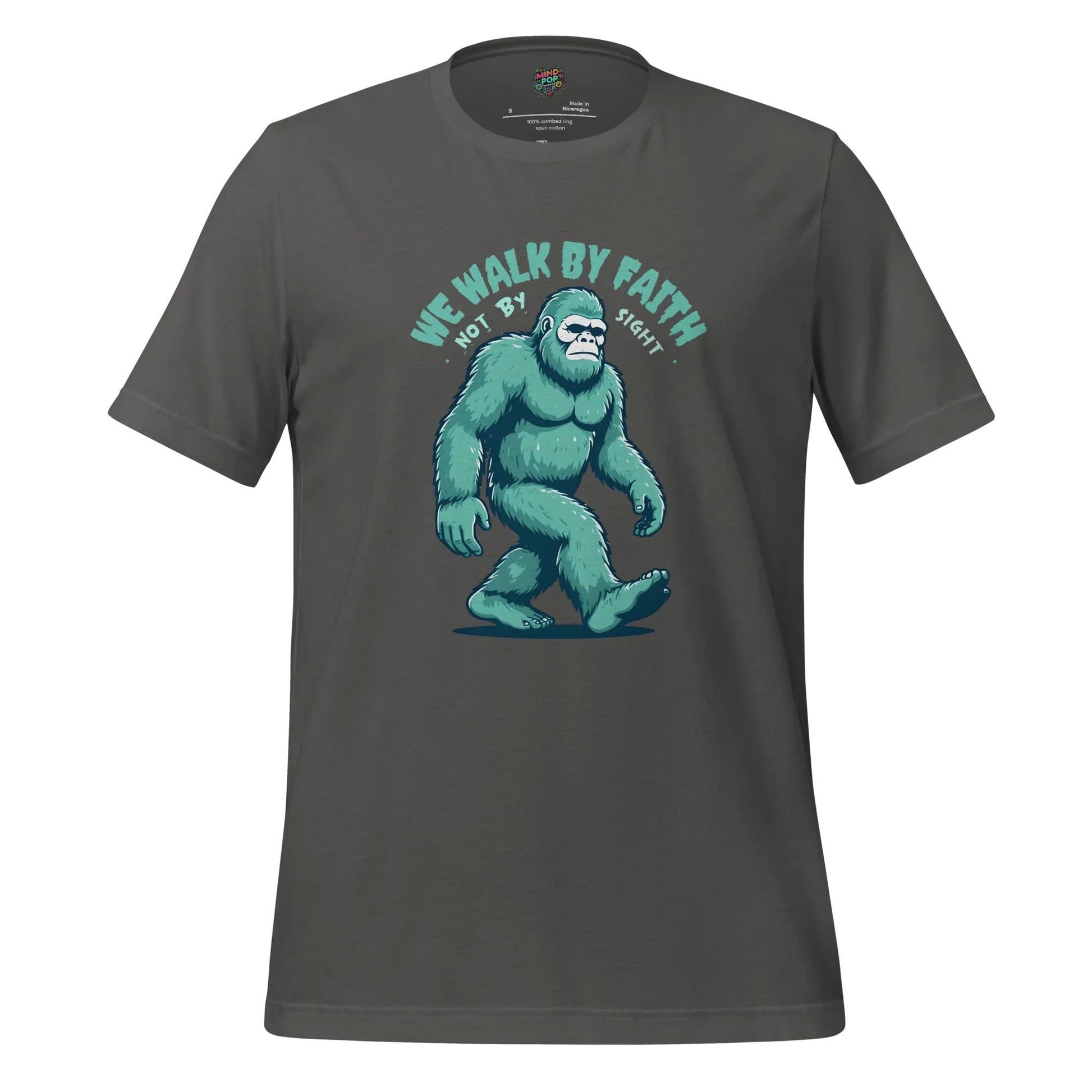 Bigfoot Faith Christian Parody Shirt for Believers & Skeptics Asphalt