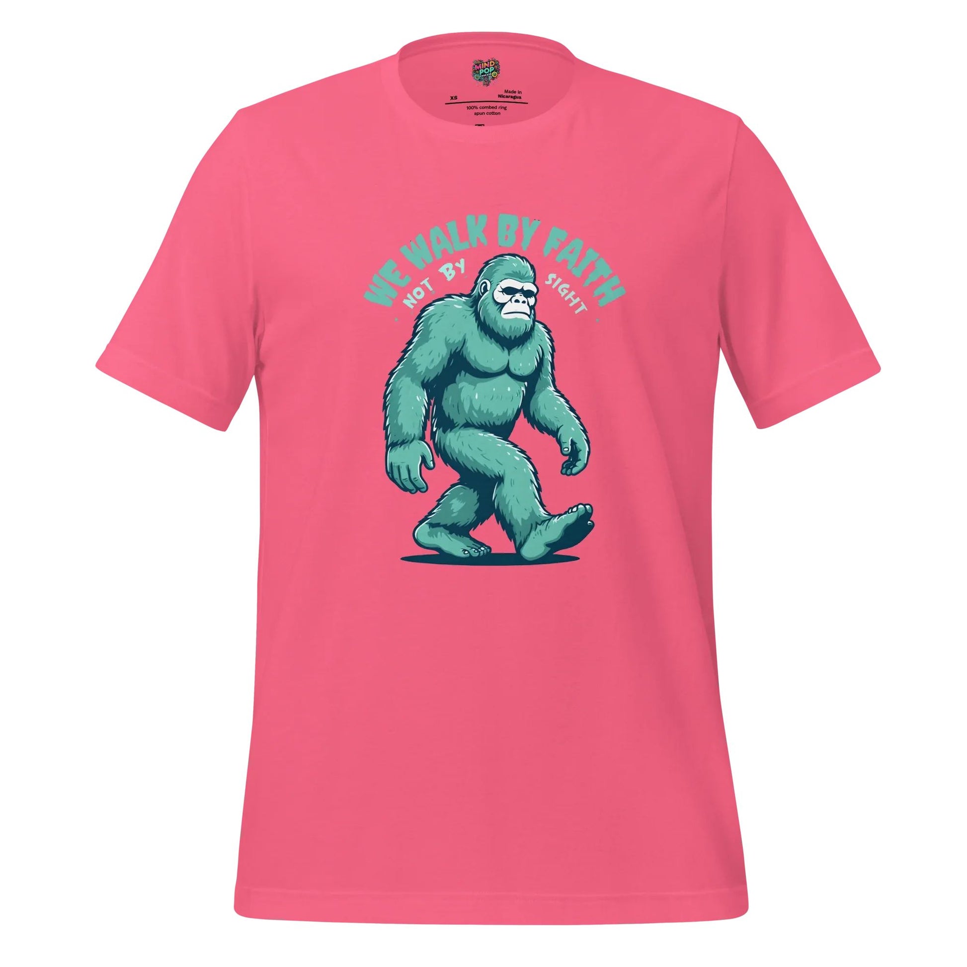 Bigfoot Faith Christian Parody Shirt for Believers & Skeptics Charity Pink