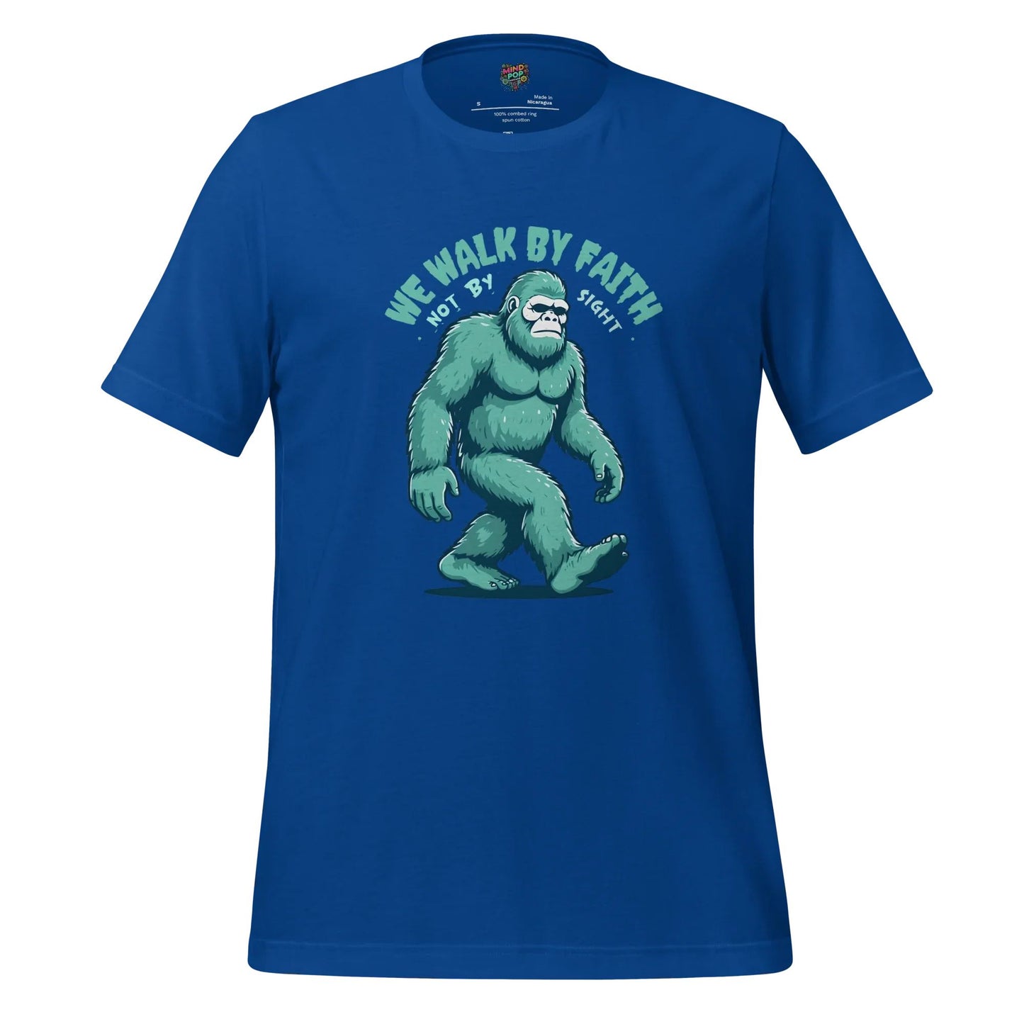 Bigfoot Faith Christian Parody Shirt for Believers & Skeptics True Royal