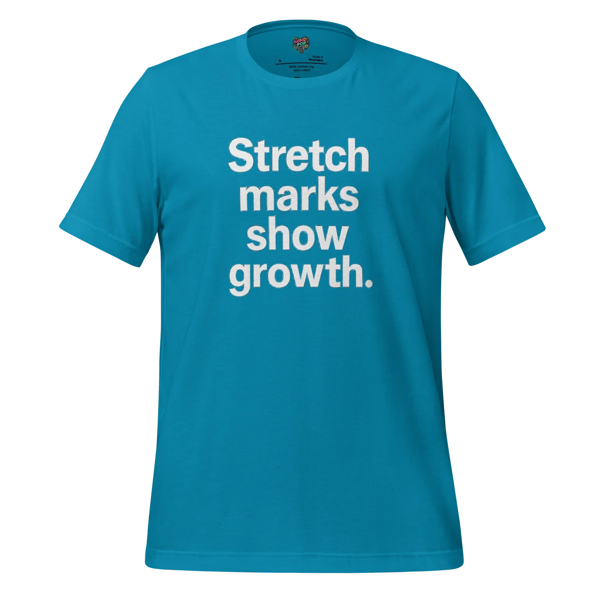 Body-Positive Stretch Marks Show Growth Cotton Shirt Aqua