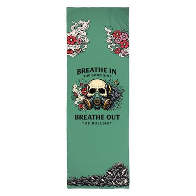 Breathe In the Good Shit Yoga Towel GREEN 24x70 inch