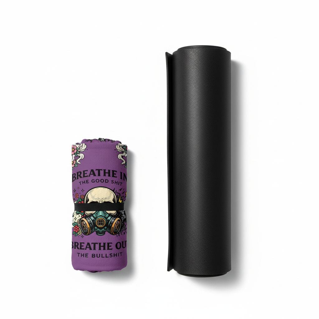 Breathe In the Good Shit Yoga Towel PURPLE 24x70 inch