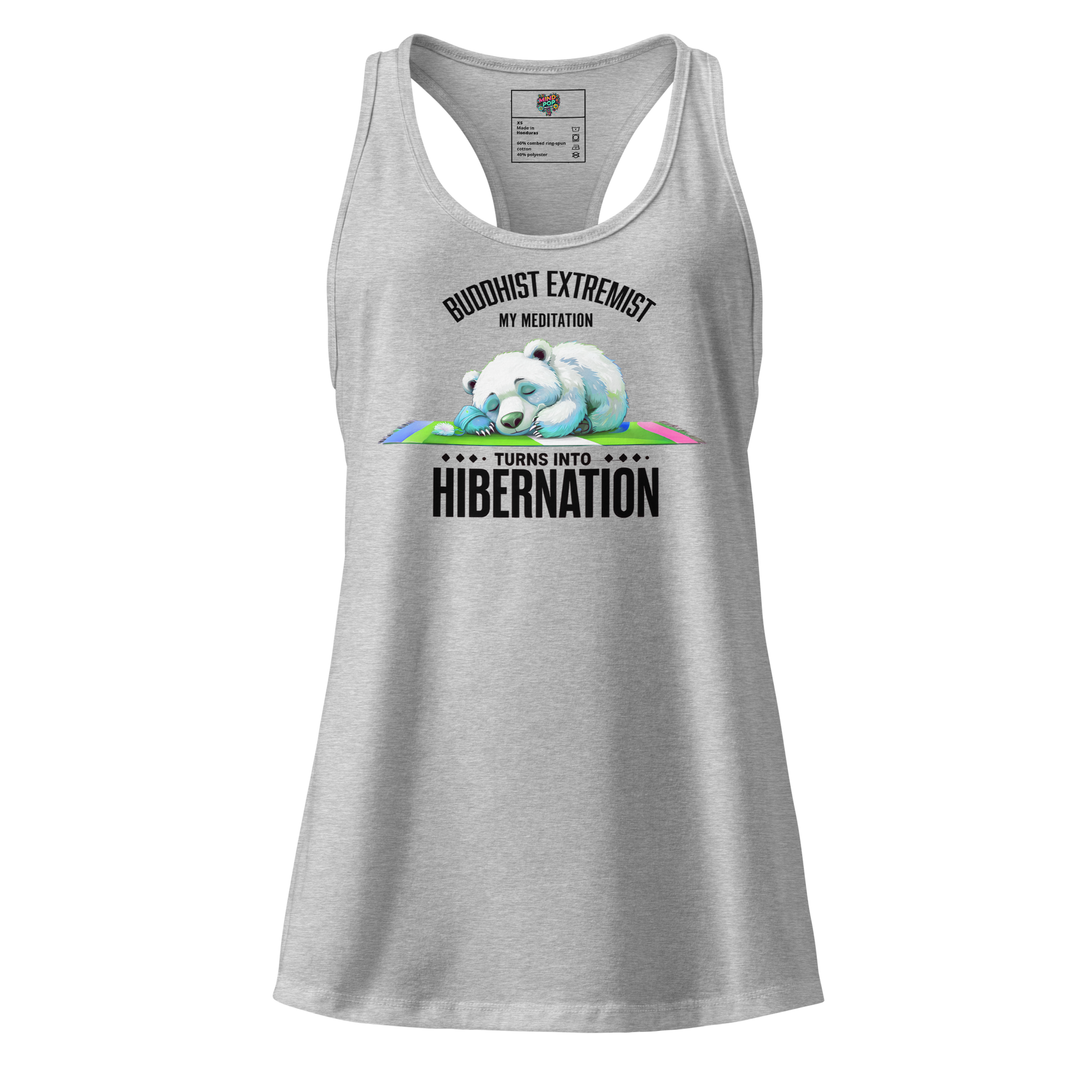 Buddhist Extremist fitted racerback tank top Heather gray