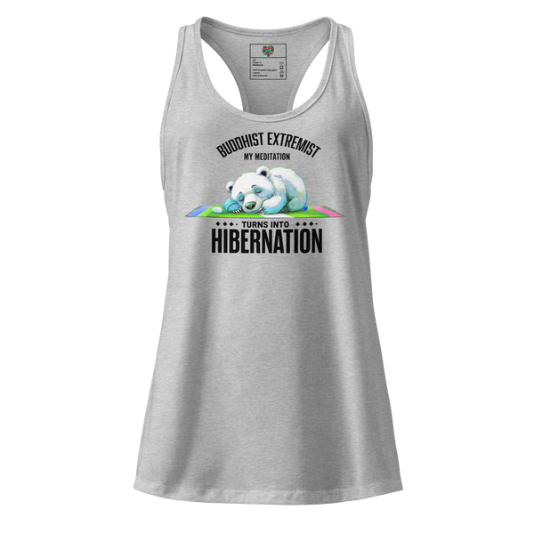 Buddhist Extremist fitted racerback tank top Heather gray