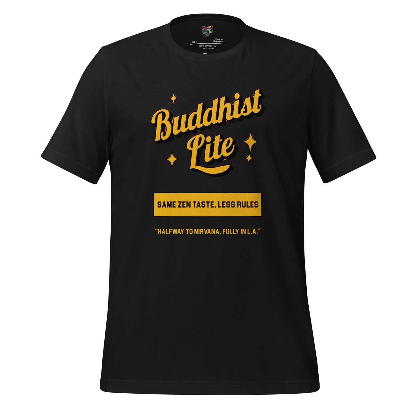 Buddhist Lite Graphic Tee — Funny Meditation Shirt Vintage Black