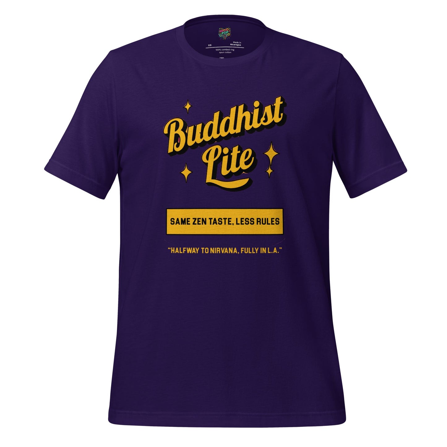 Buddhist Lite Graphic Tee — Funny Meditation Shirt Team Purple
