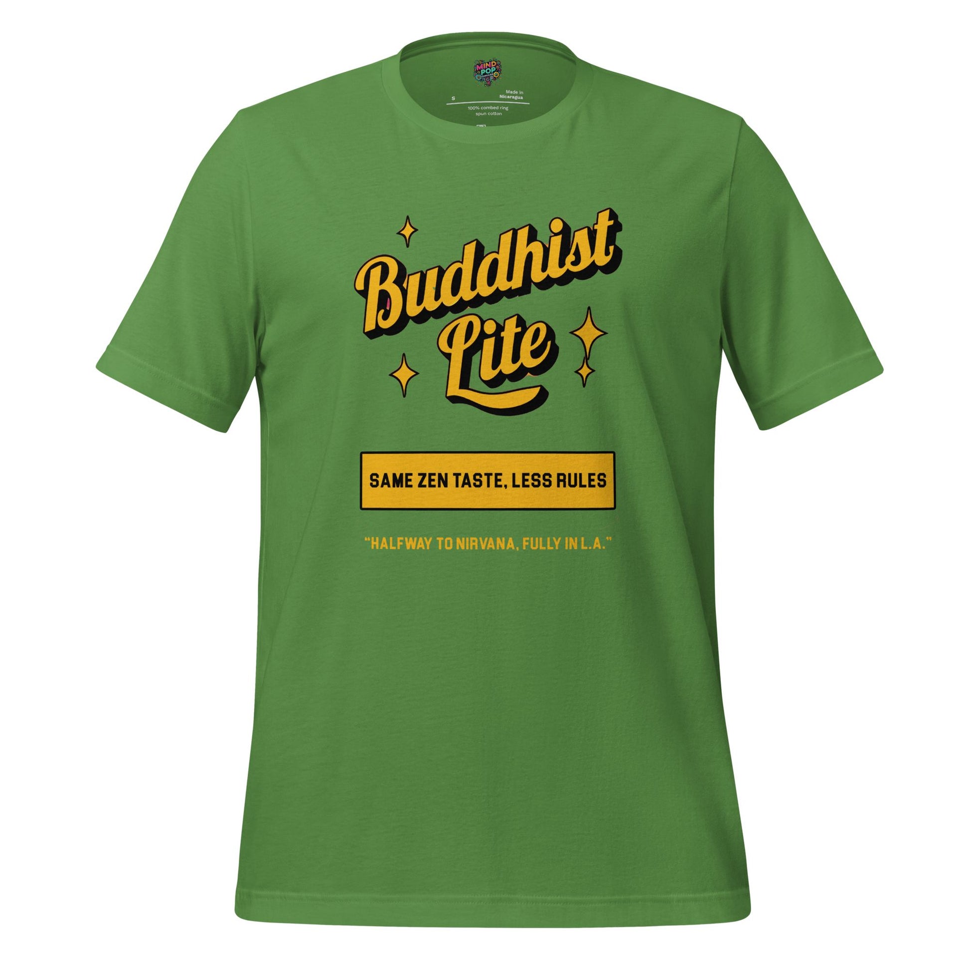 Buddhist Lite Graphic Tee — Funny Meditation Shirt Leaf