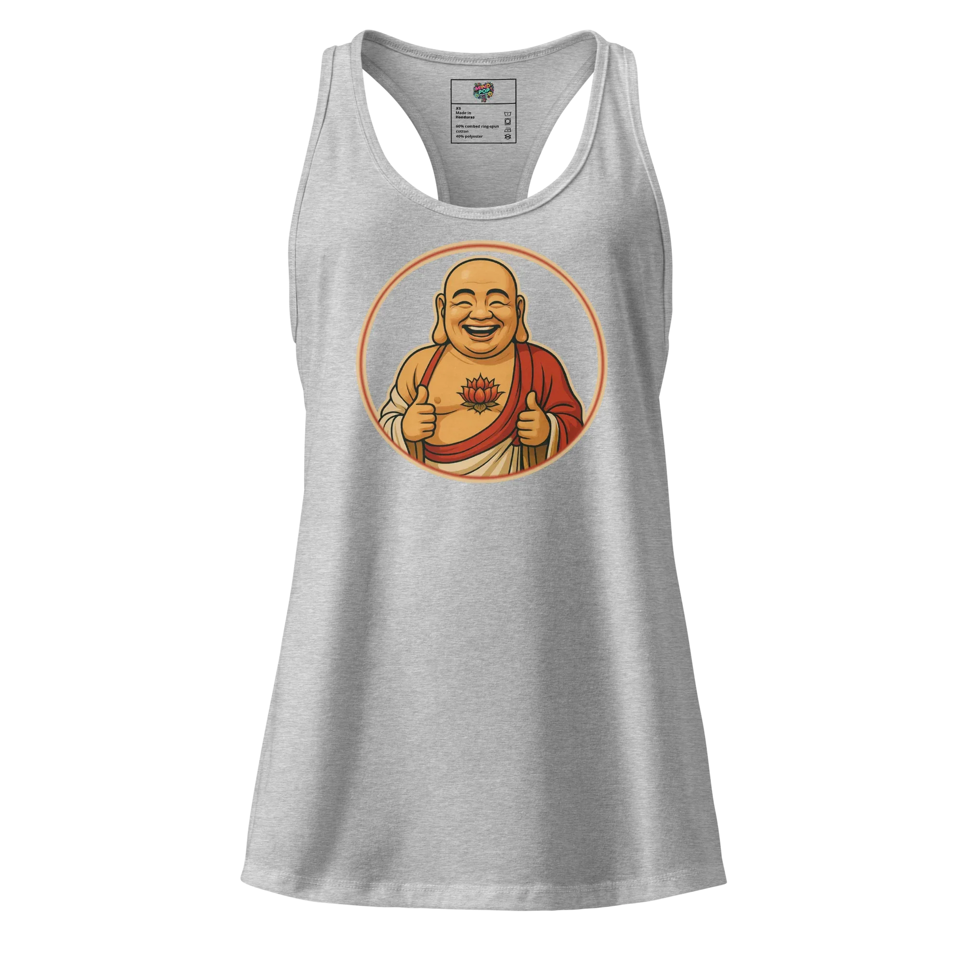 Buddy Buddha fitted racerback tank top Heather gray