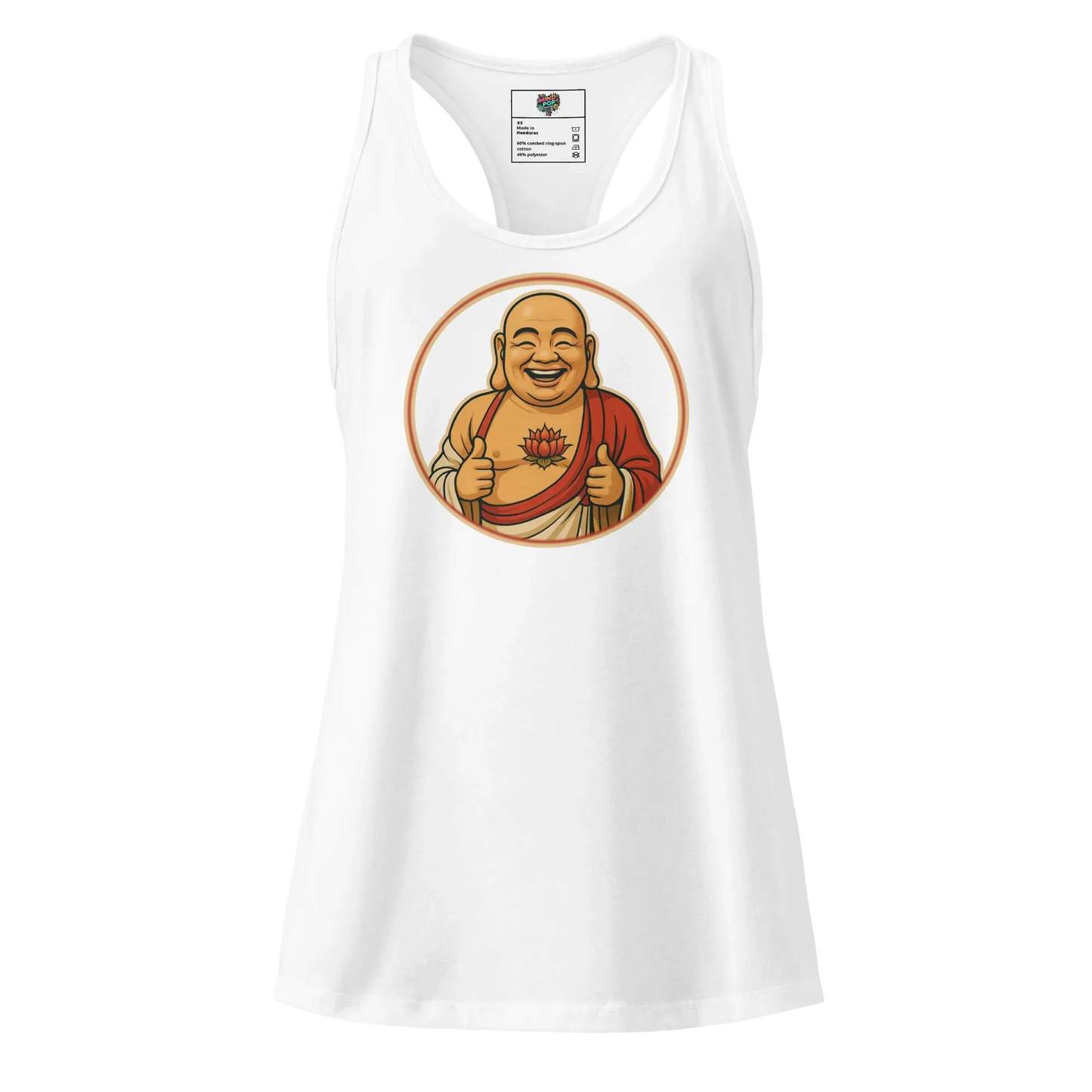 Buddy Buddha fitted racerback tank top White