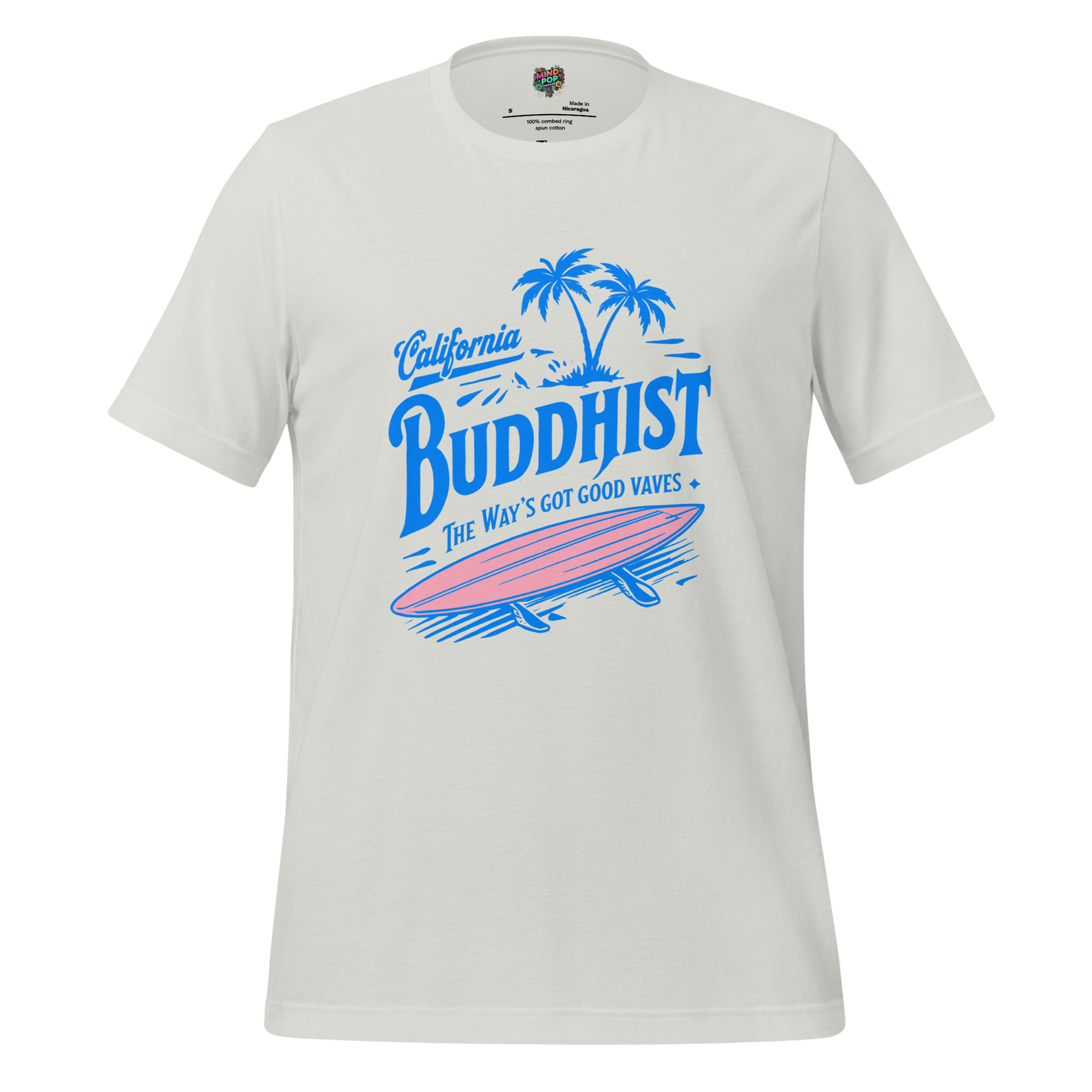 Cali Buddhist Surfing Zen Shirt Silver