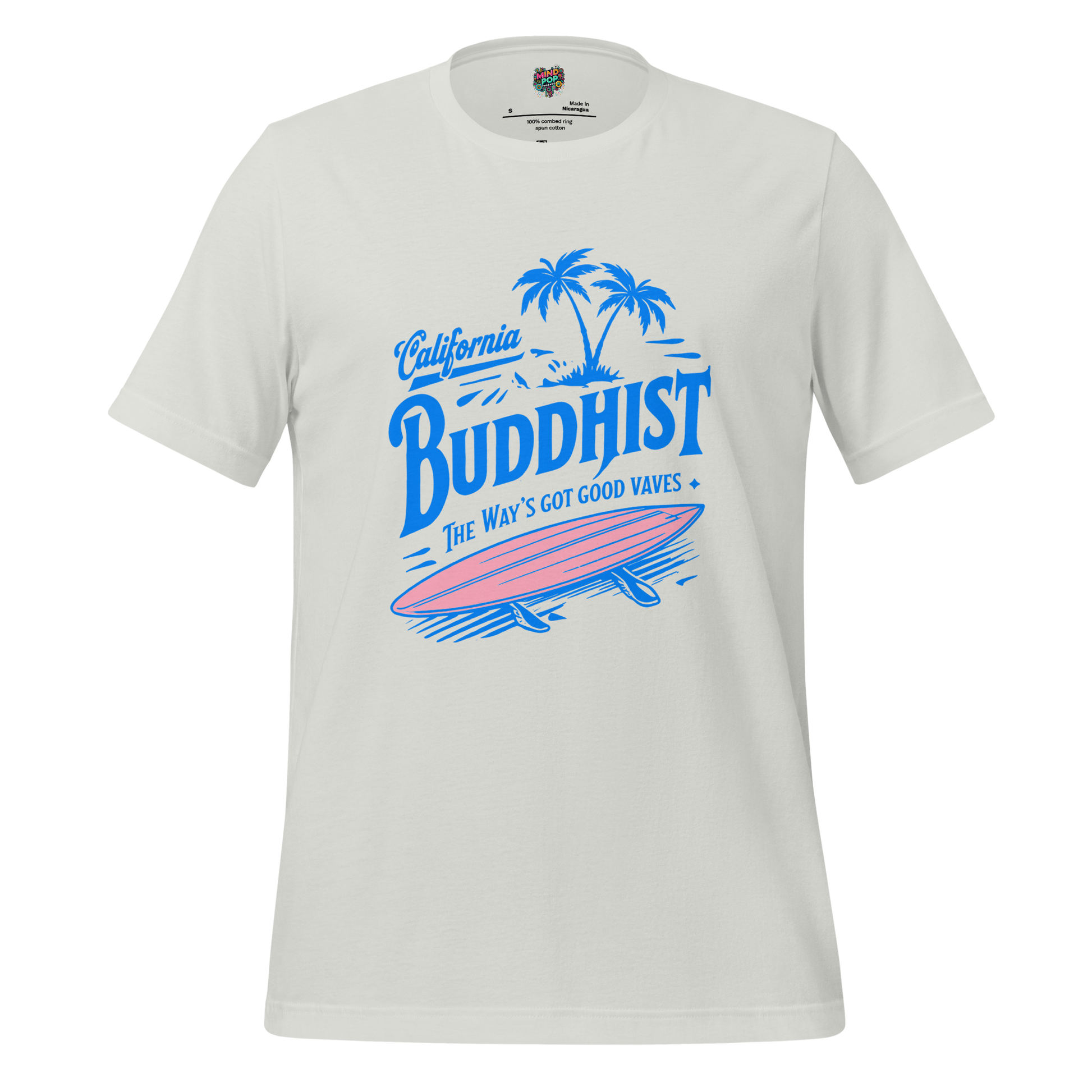 Cali Buddhist Surfing Zen Shirt Silver