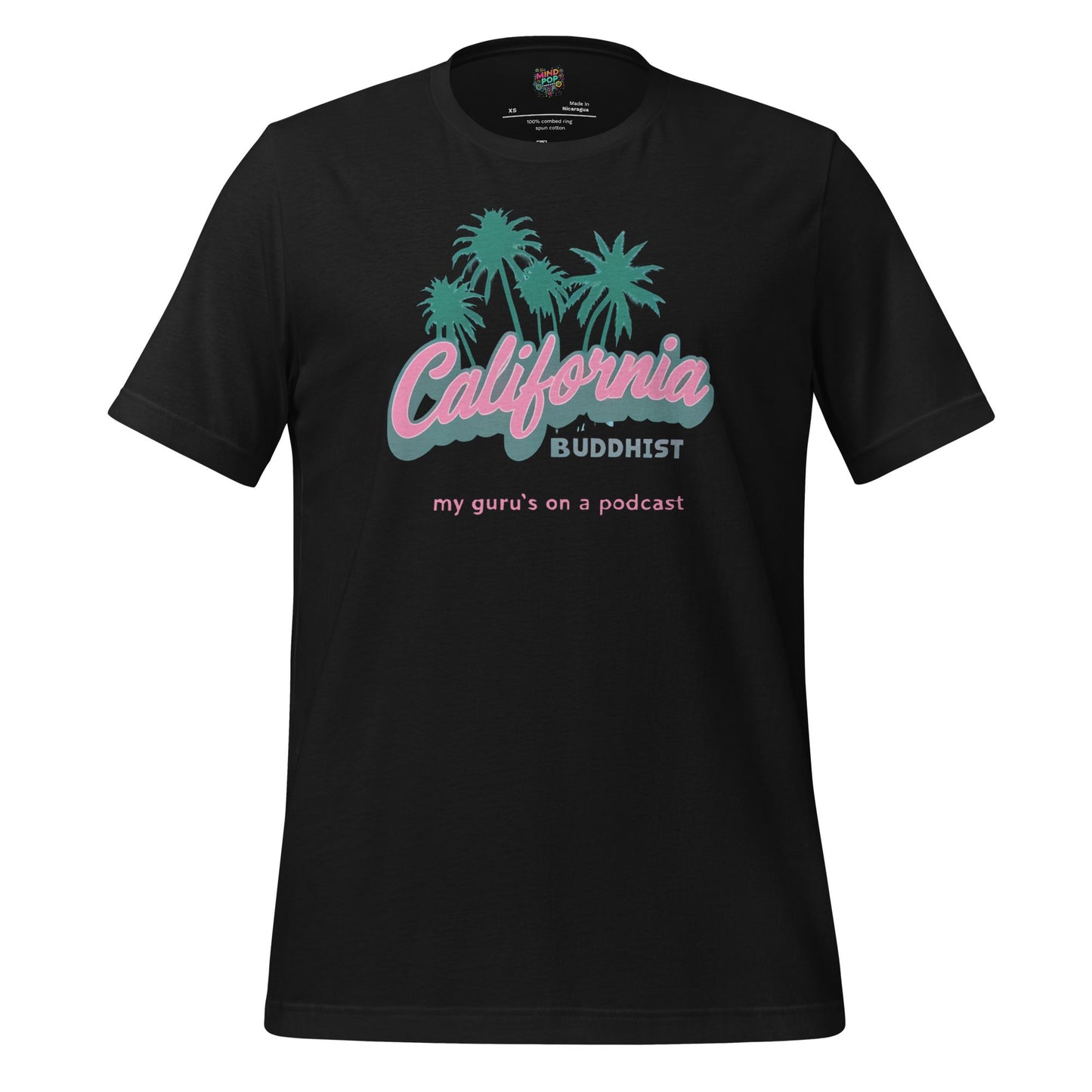 California Buddhist Surf Tee — Retro West Coast Vibe Vintage Black